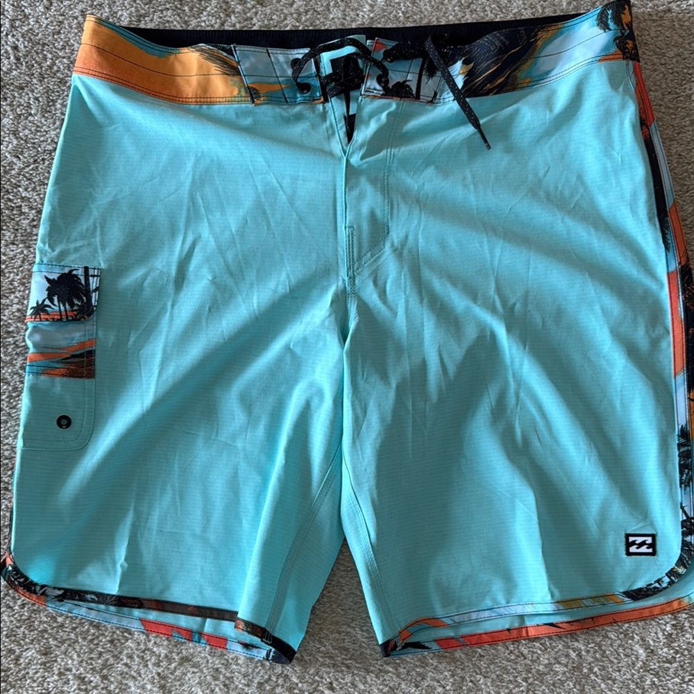 Billabong Men's Turquoise and Orange Board Shorts